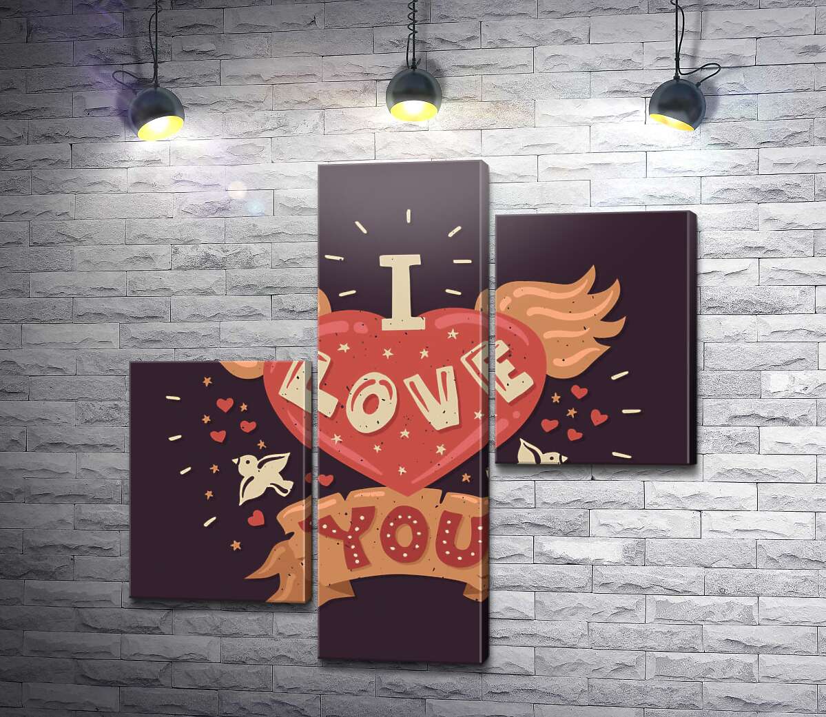 модульная картина Слова "I love you" окрыляют сердце (Модуль №12)
