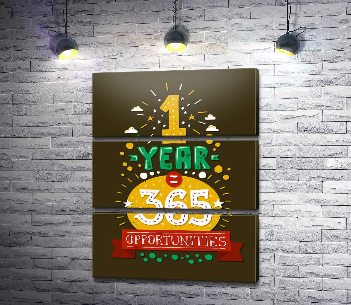 модульна картина Мотиваційний напис: "1 year = 365 opportunities" (Модуль №15)