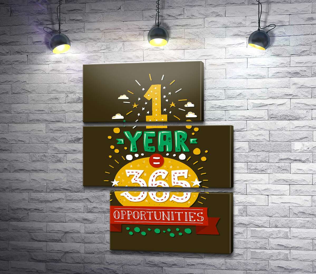 модульна картина Мотиваційний напис: "1 year = 365 opportunities" (Модуль №16)