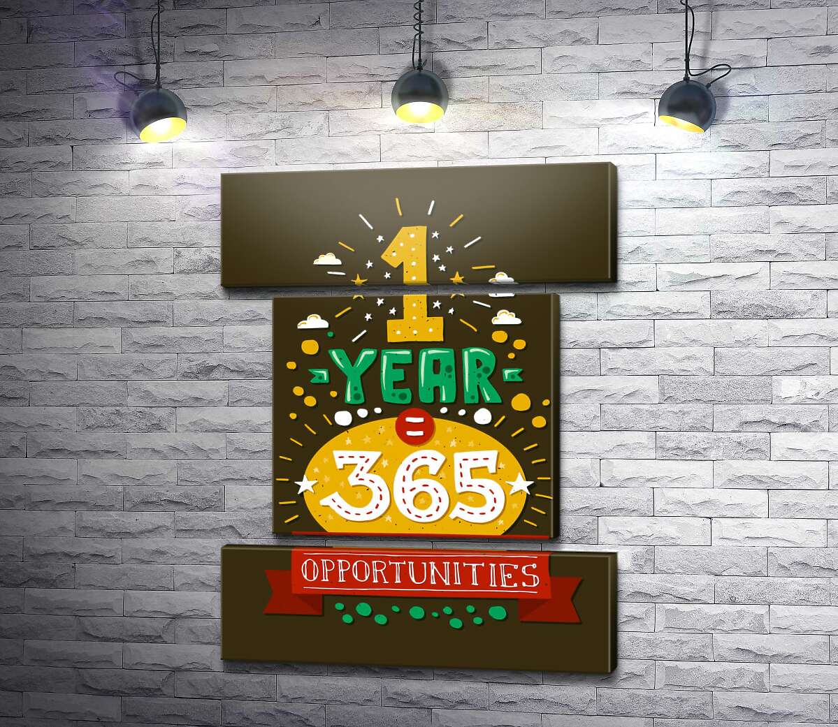 модульна картина Мотиваційний напис: "1 year = 365 opportunities" (Модуль №18)