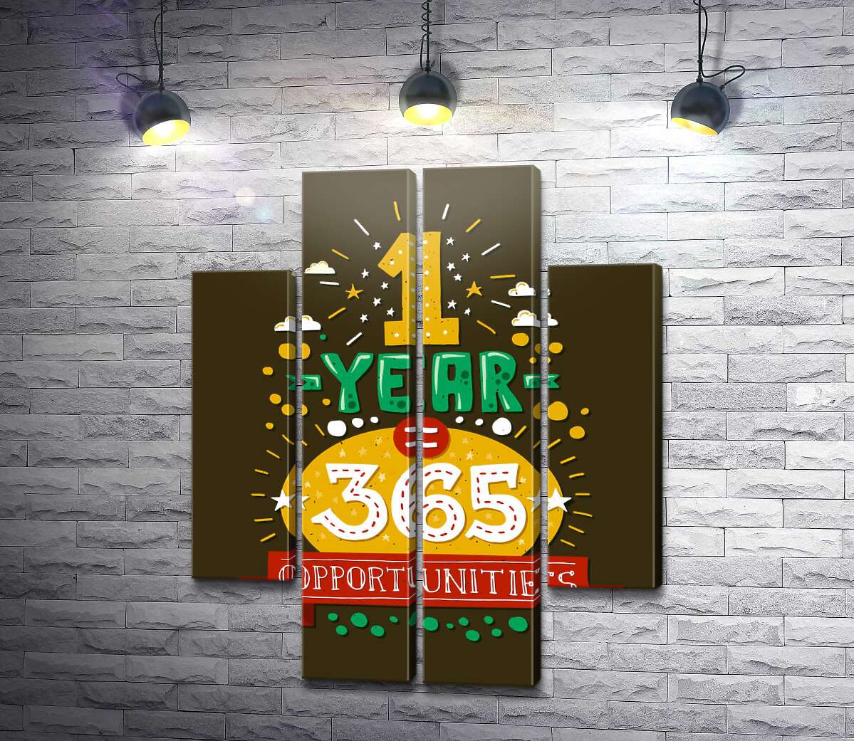 модульная картина Мотивационная надпись: "1 year = 365 opportunities" (Модуль №20)