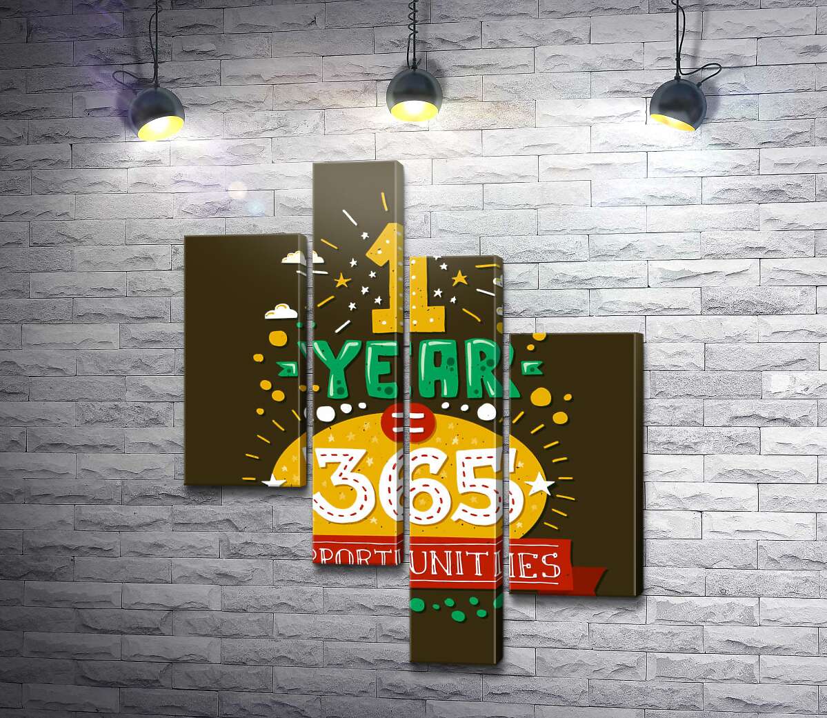 модульна картина Мотиваційний напис: "1 year = 365 opportunities" (Модуль №21)