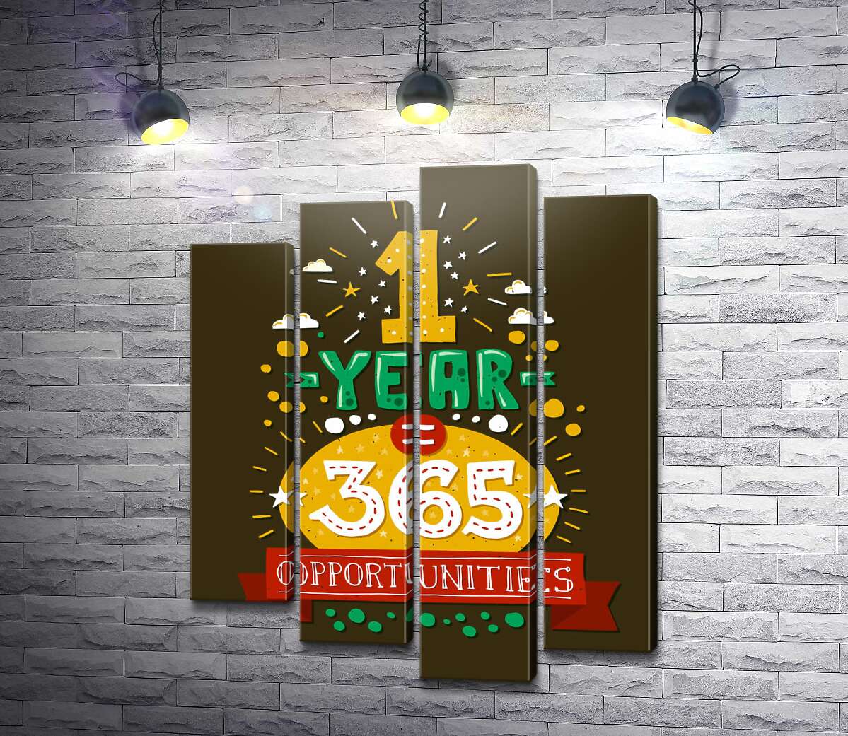 модульна картина Мотиваційний напис: "1 year = 365 opportunities" (Модуль №3)