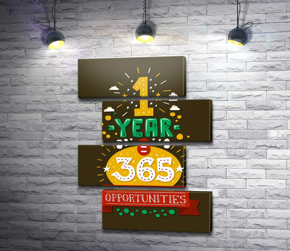 модульная картина Мотивационная надпись: "1 year = 365 opportunities" (Модуль №23)