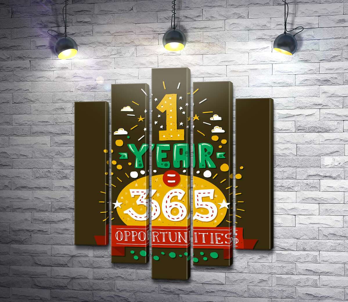 модульная картина Мотивационная надпись: "1 year = 365 opportunities" (Модуль №4)