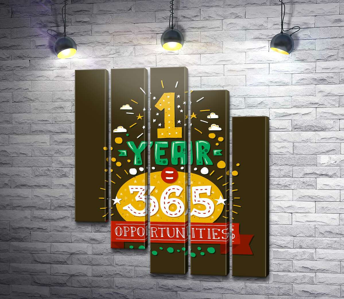 модульная картина Мотивационная надпись: "1 year = 365 opportunities" (Модуль №28)