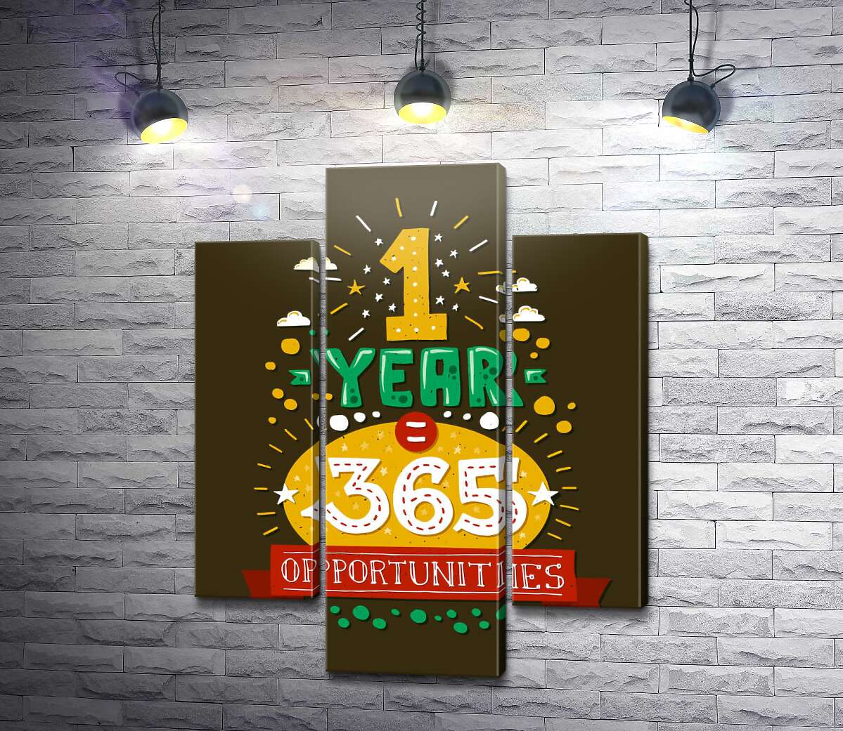 модульна картина Мотиваційний напис: "1 year = 365 opportunities" (Модуль №10)