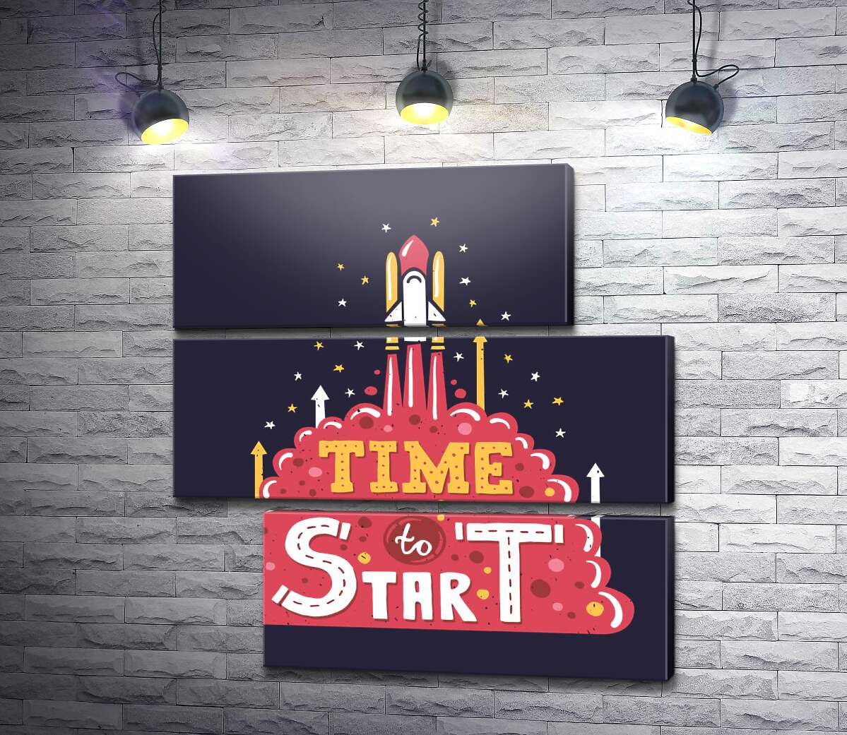 модульна картина Надихаючий напис: "Time to Start" (Модуль №16)