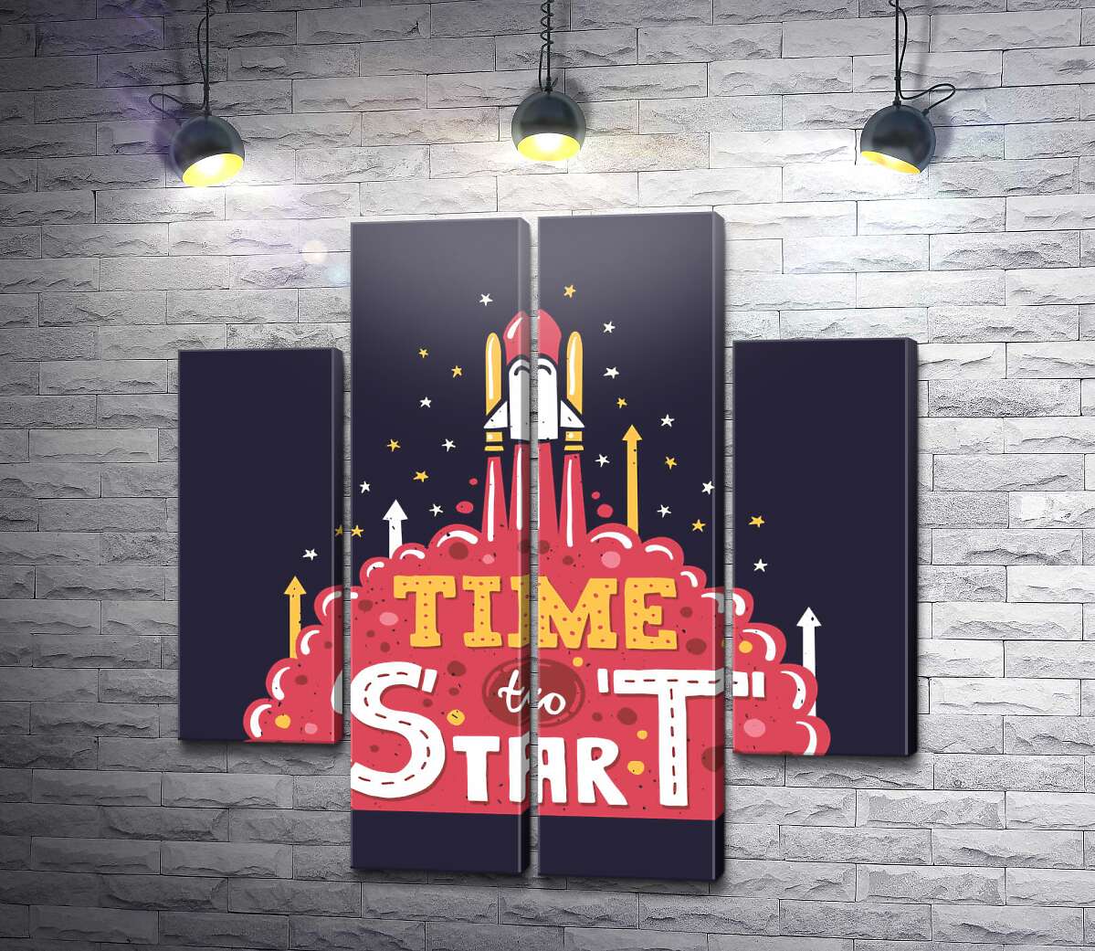 модульная картина Вдохновляющая надпись: "Time to Start" (Модуль №20)