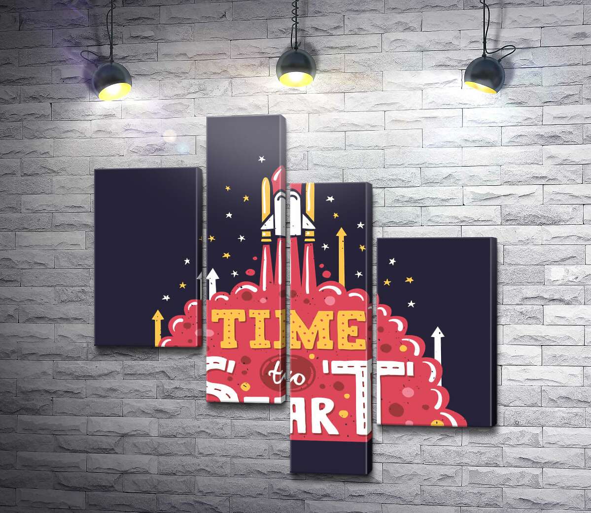 модульная картина Вдохновляющая надпись: "Time to Start" (Модуль №21)