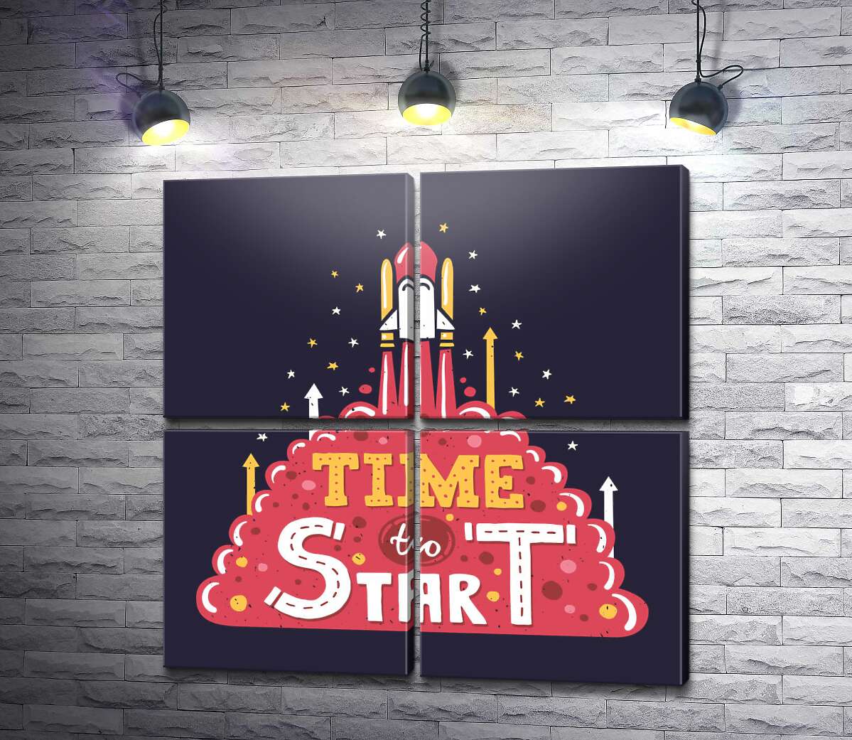 модульна картина Надихаючий напис: "Time to Start" (Модуль №25)