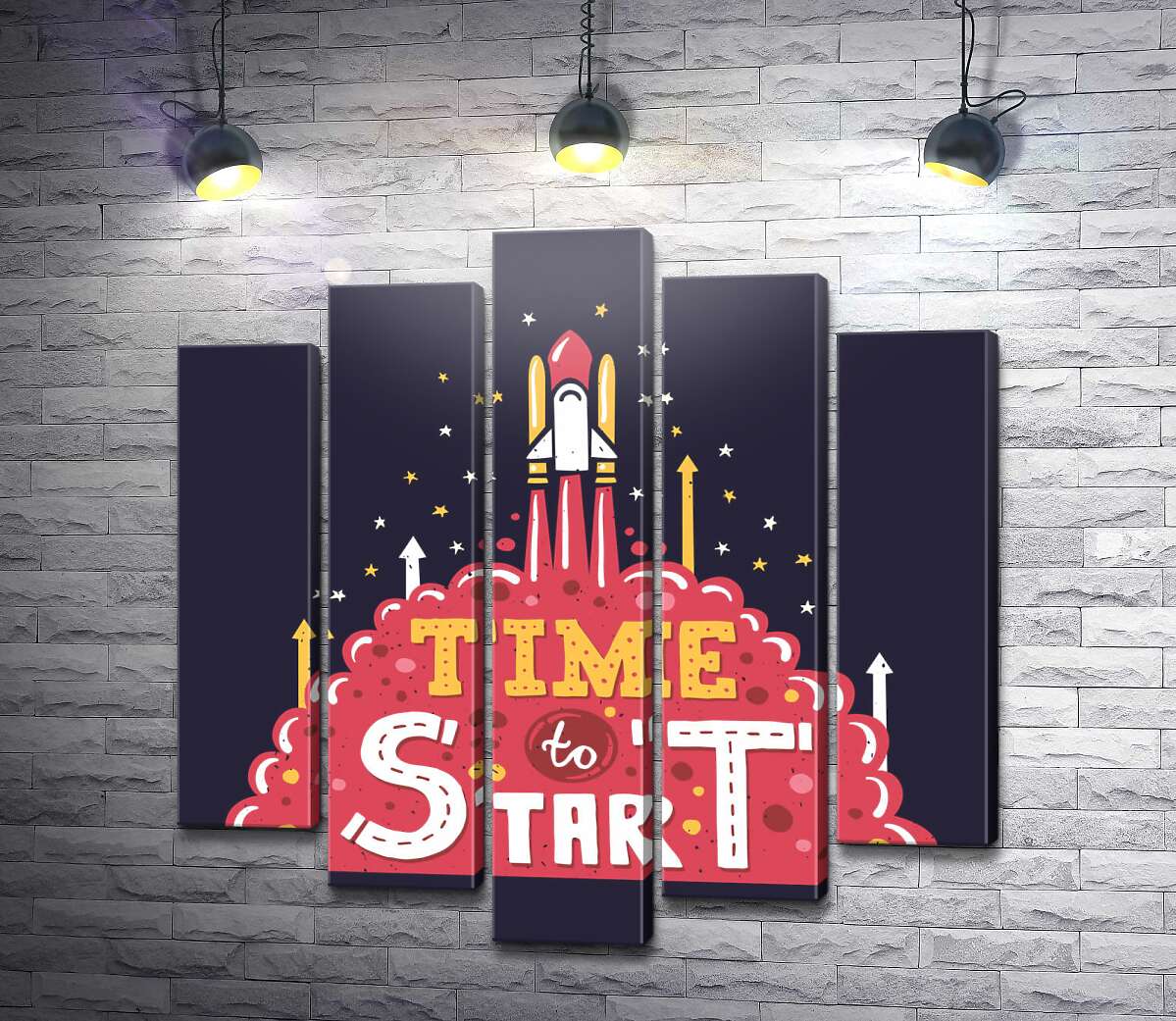 модульная картина Вдохновляющая надпись: "Time to Start" (Модуль №4)
