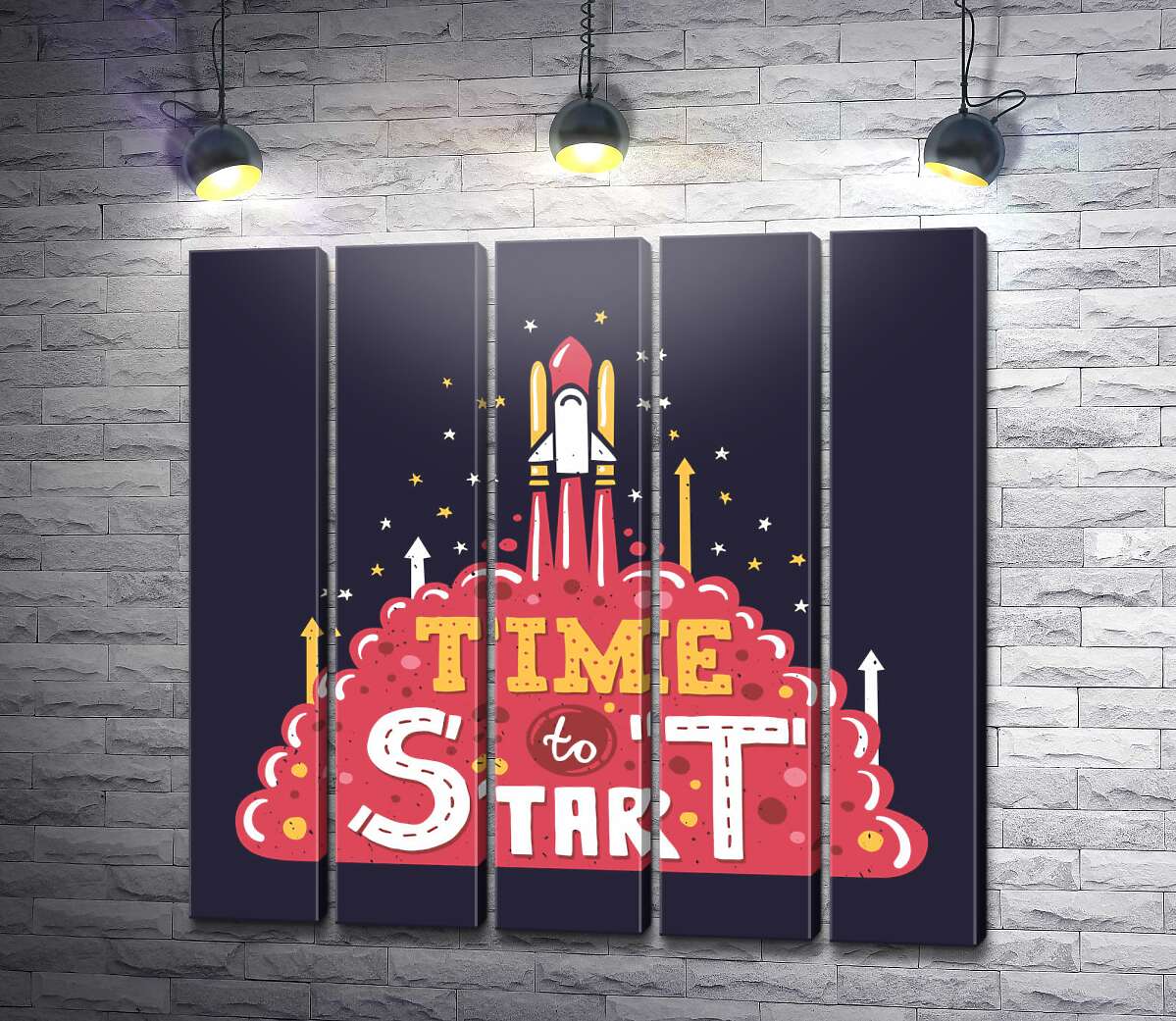 модульна картина Надихаючий напис: "Time to Start" (Модуль №26)