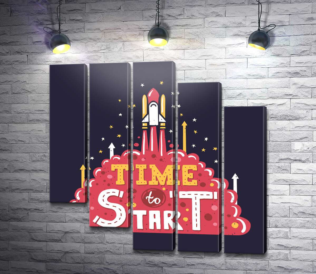 модульна картина Надихаючий напис: "Time to Start" (Модуль №28)