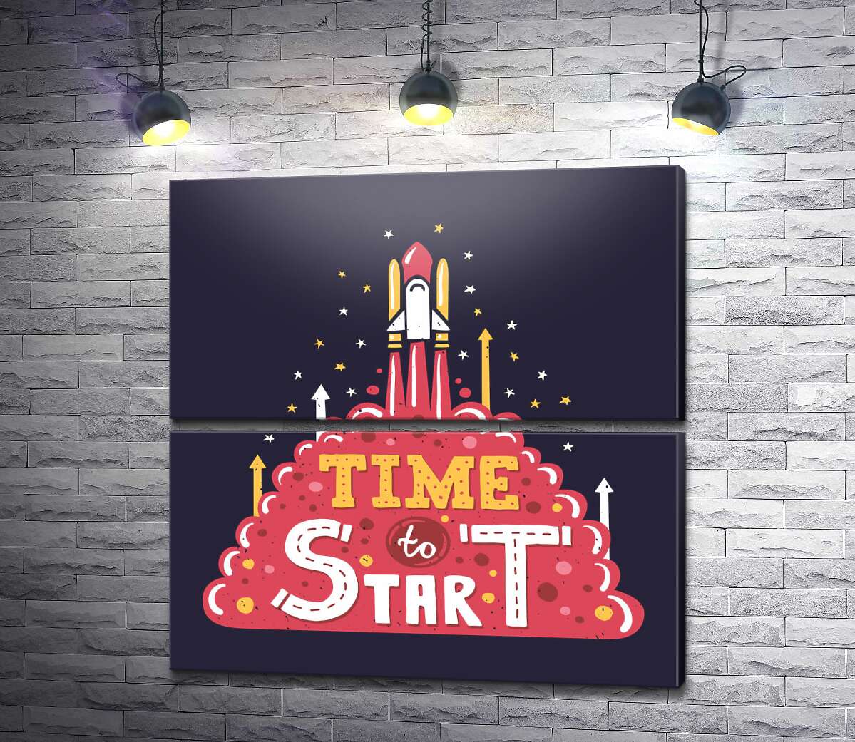 модульная картина Вдохновляющая надпись: "Time to Start" (Модуль №7)