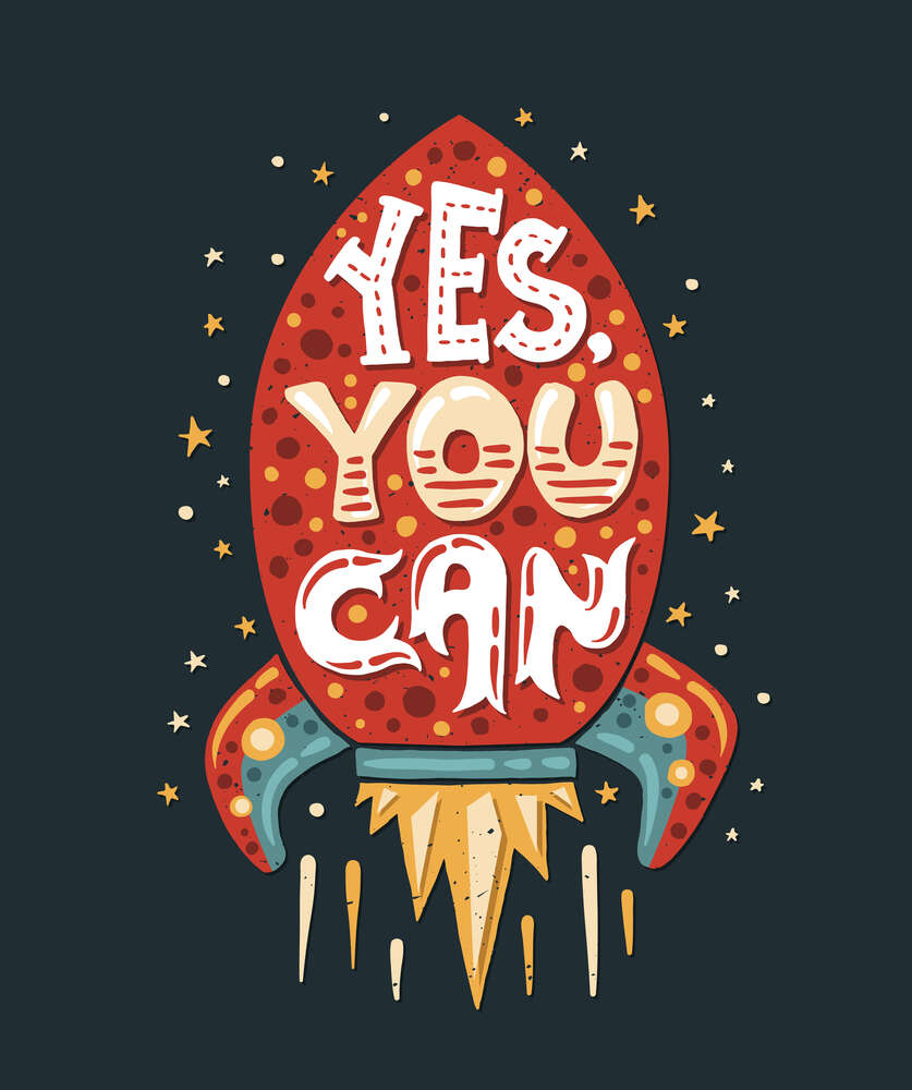 картина-постер Ракета мотивации: "Yes, you can"