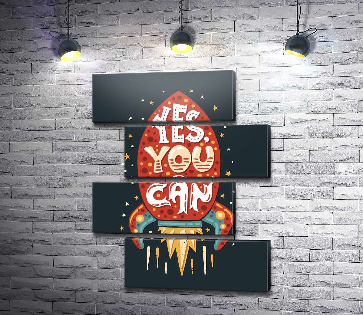 модульная картина Ракета мотивации: "Yes, you can" (Модуль №23)