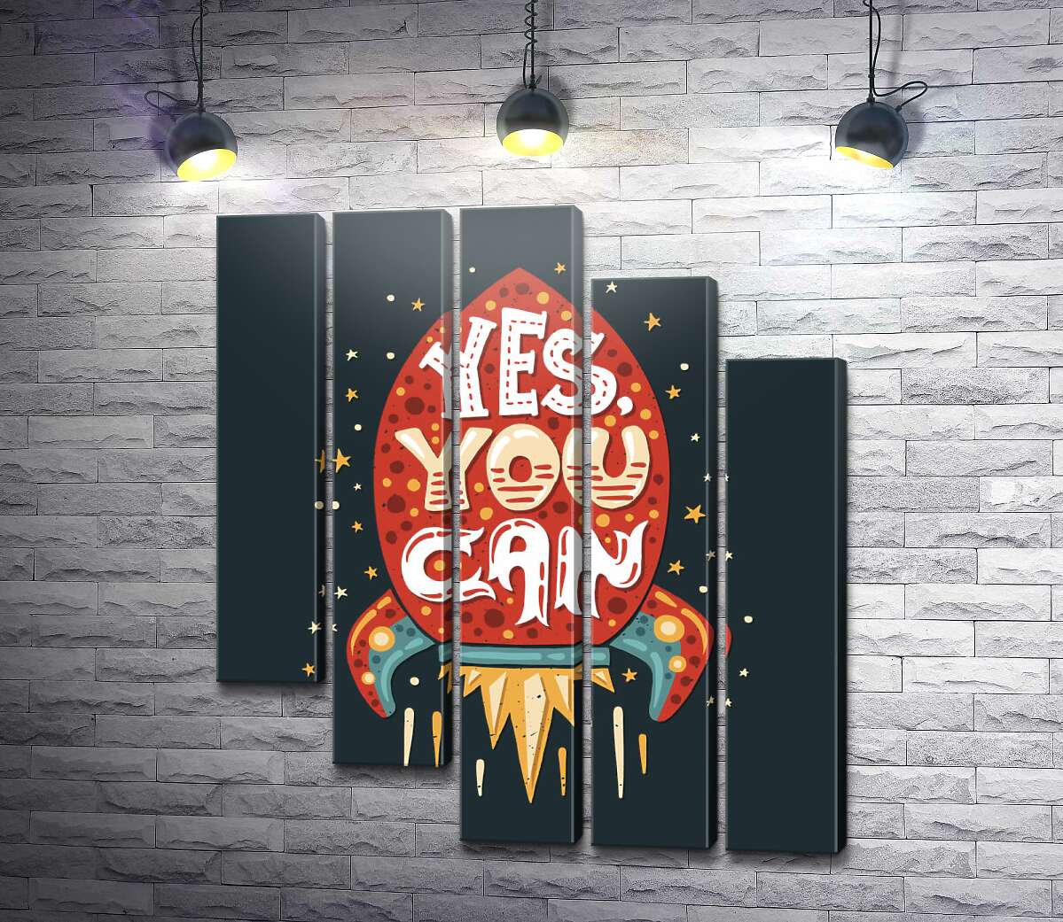 модульная картина Ракета мотивации: "Yes, you can" (Модуль №28)