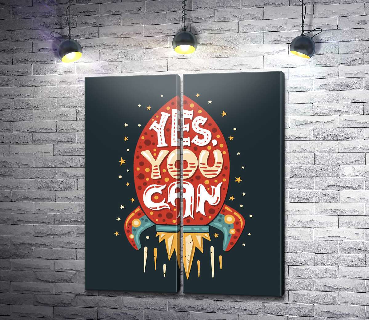 модульна картина Ракета мотивації: "Yes, you can"