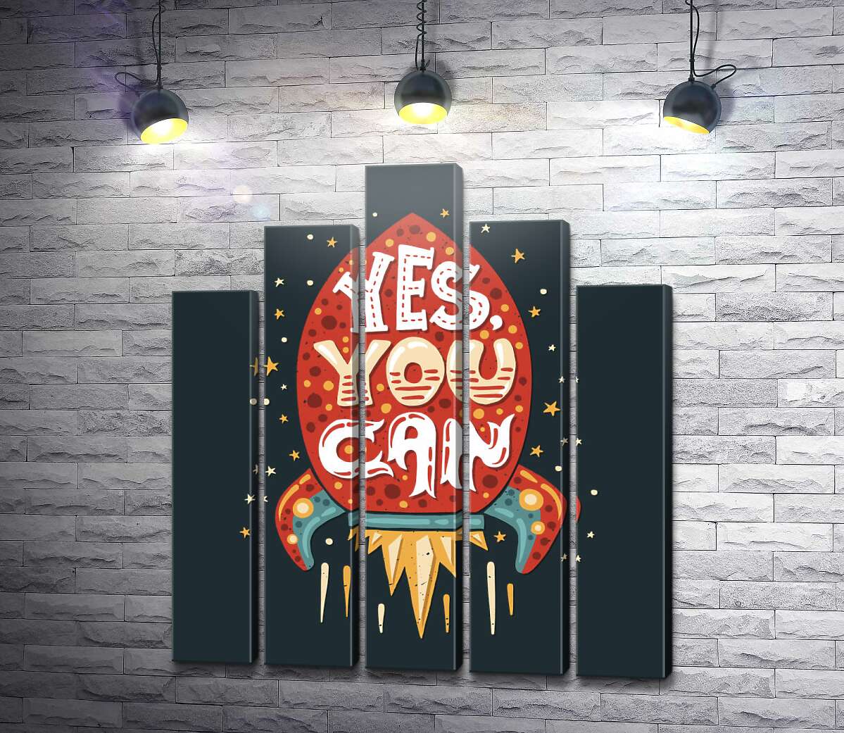 модульная картина Ракета мотивации: "Yes, you can" (Модуль №29)