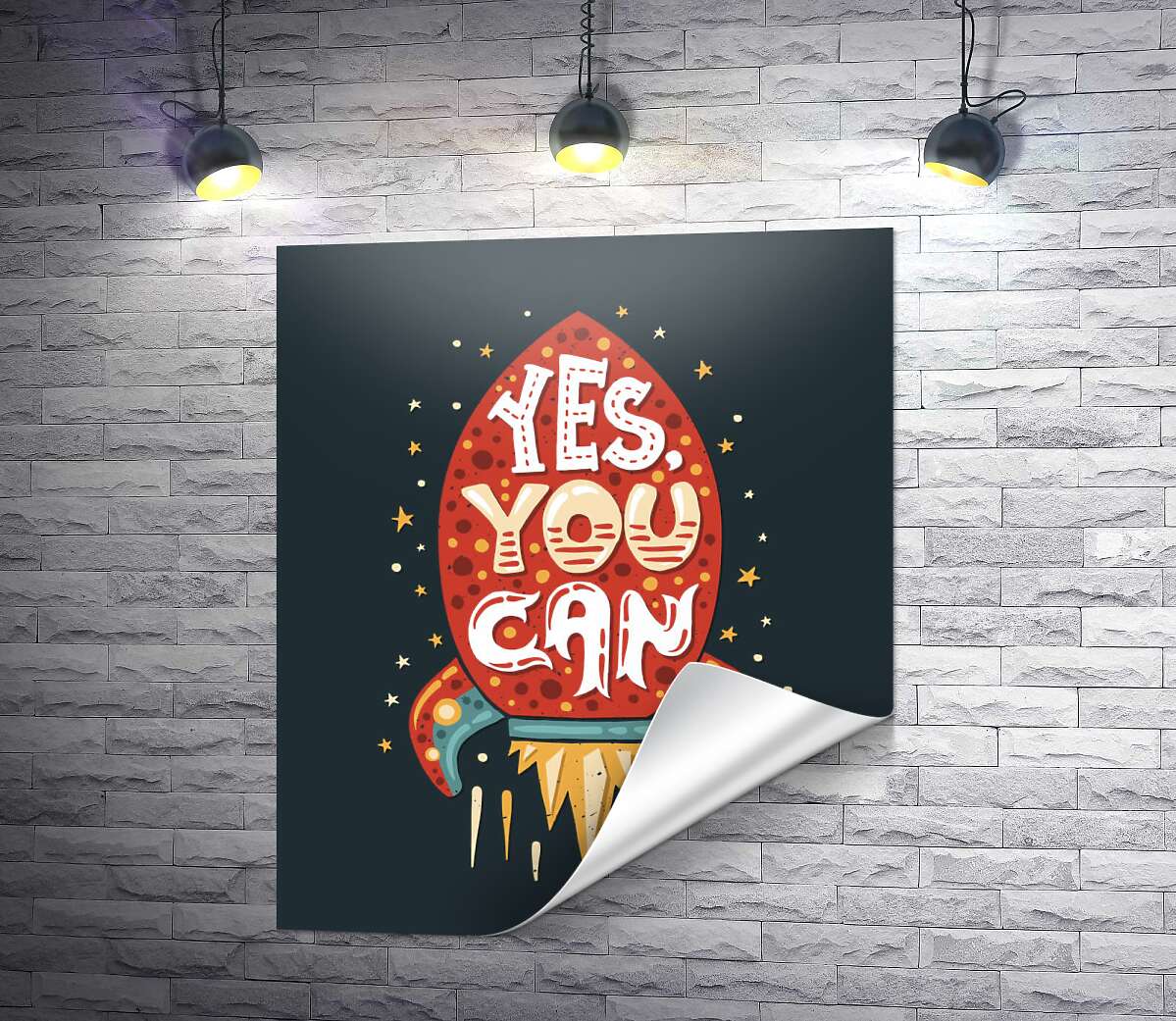 печать Ракета мотивации: "Yes, you can"