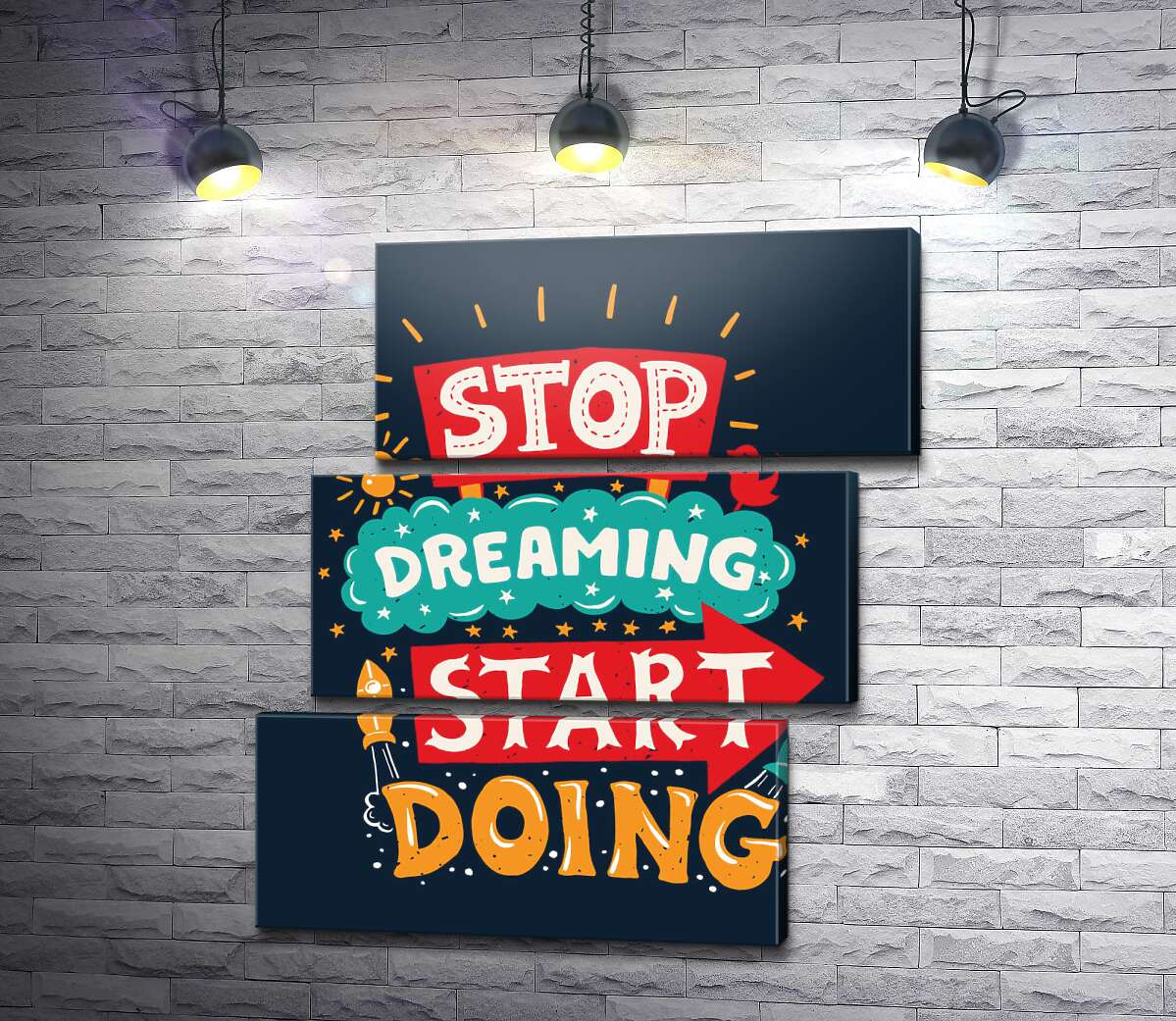 модульная картина Придающая сил надпись: "Stop Dreaming Start Doing" (Модуль №17)