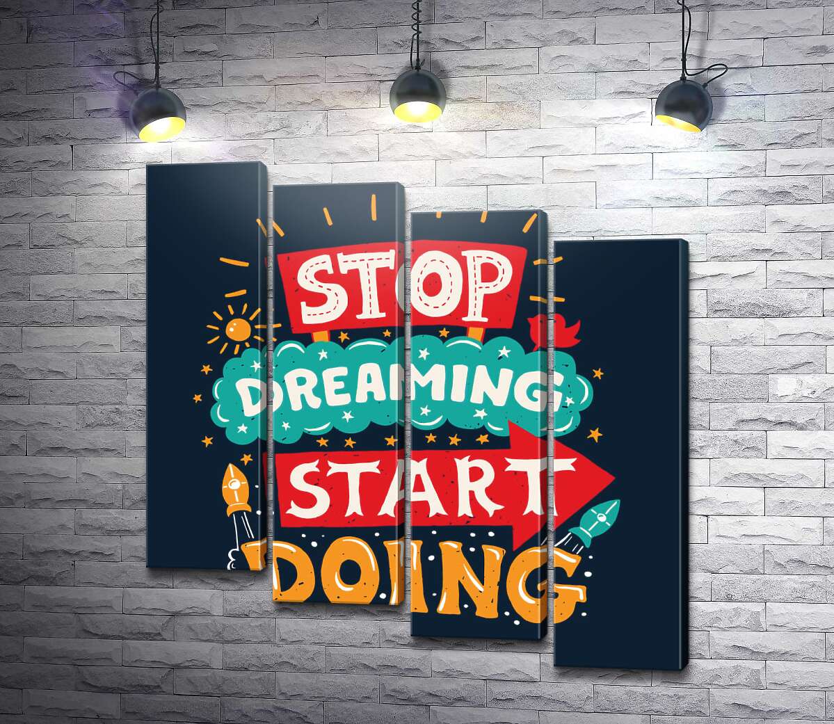 модульная картина Придающая сил надпись: "Stop Dreaming Start Doing" (Модуль №19)