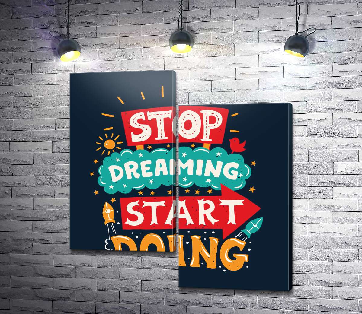модульна картина Напис, що надає сил: "Stop Dreaming Start Doing" (Модуль №9)