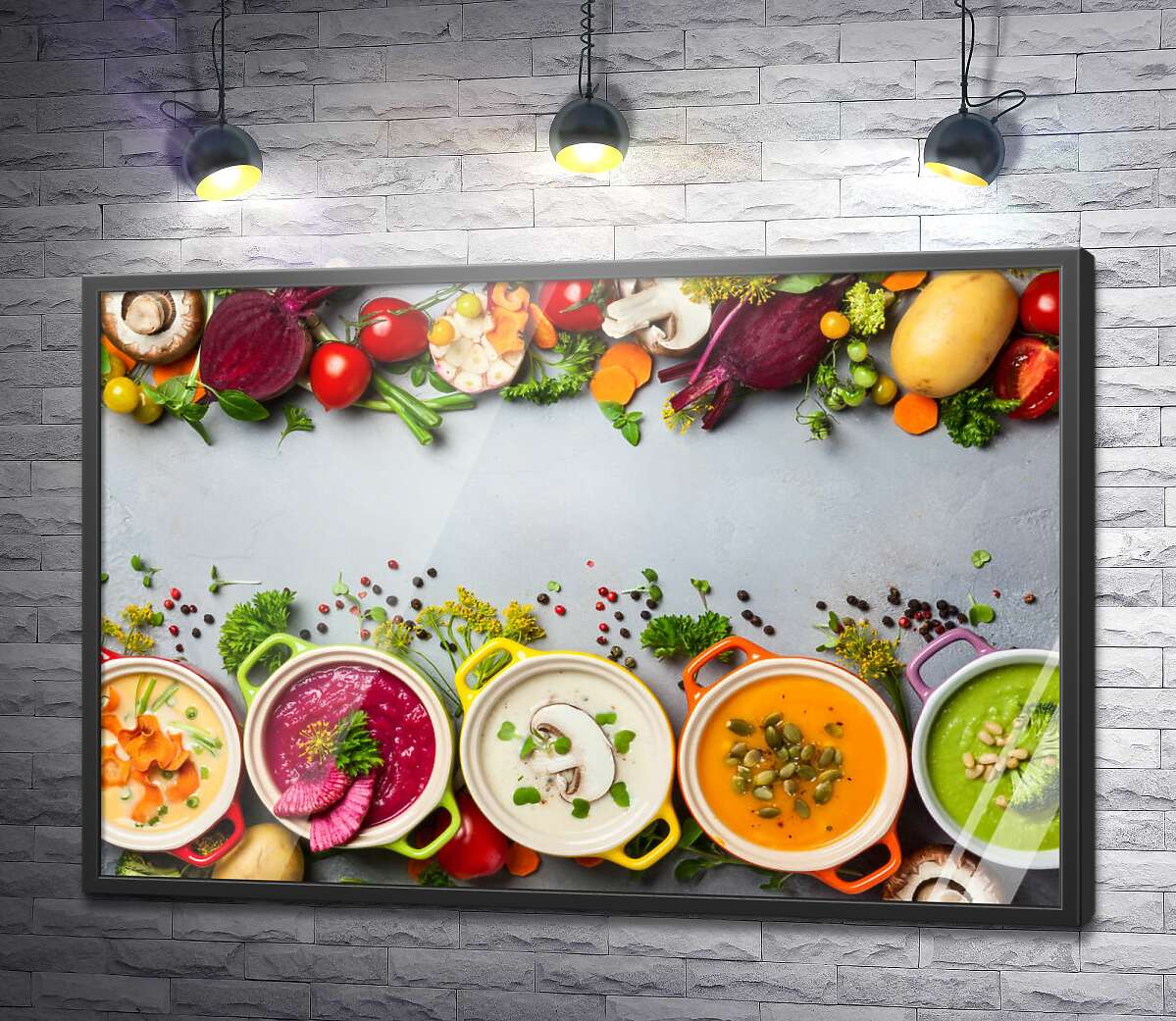 постер Парад разноцветных ингредиентов и супов