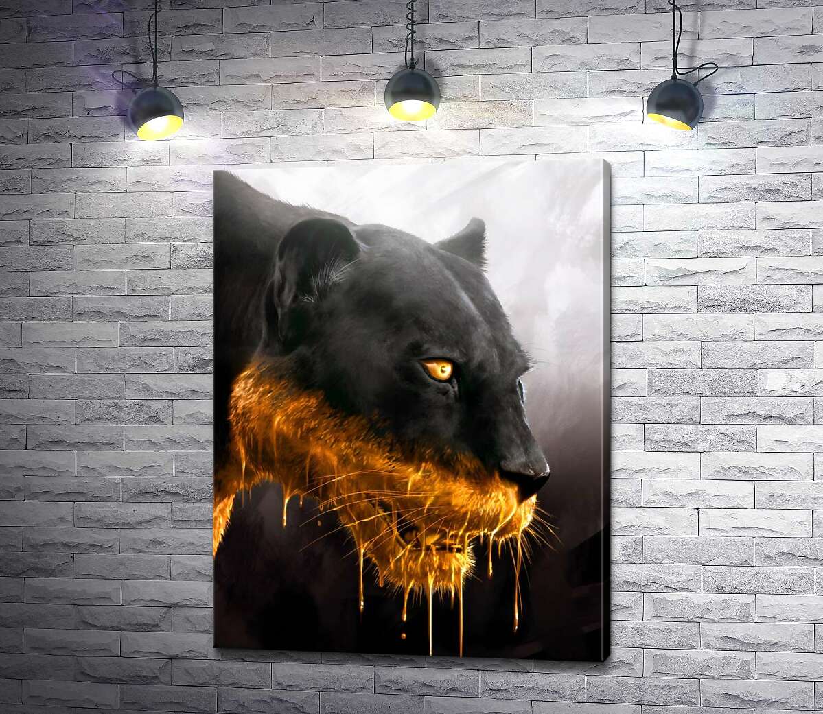 картина Черная пантера в золоте