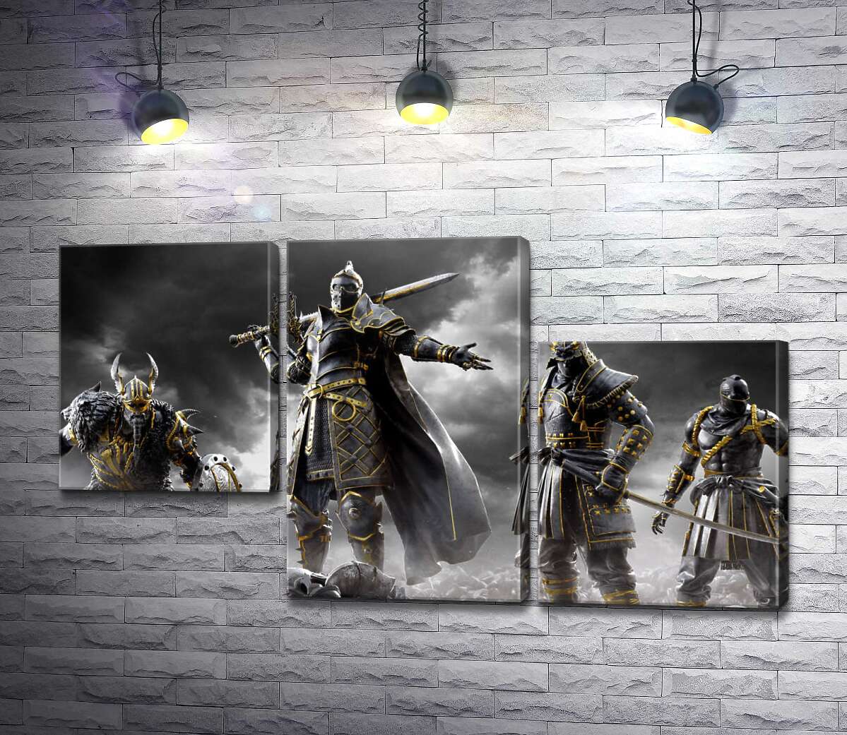 модульная картина Воины разных стран на постере игры For Honor (Модуль №13)