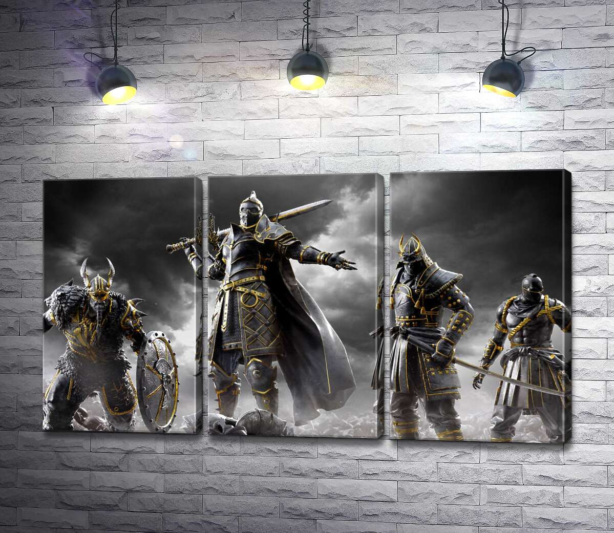 модульная картина Воины разных стран на постере игры For Honor (Модуль №2)