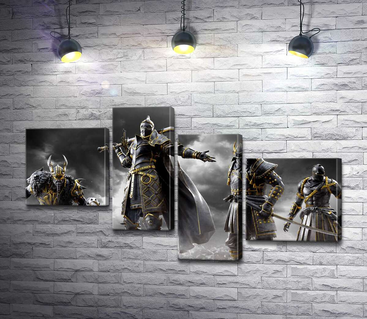 модульная картина Воины разных стран на постере игры For Honor (Модуль №21)