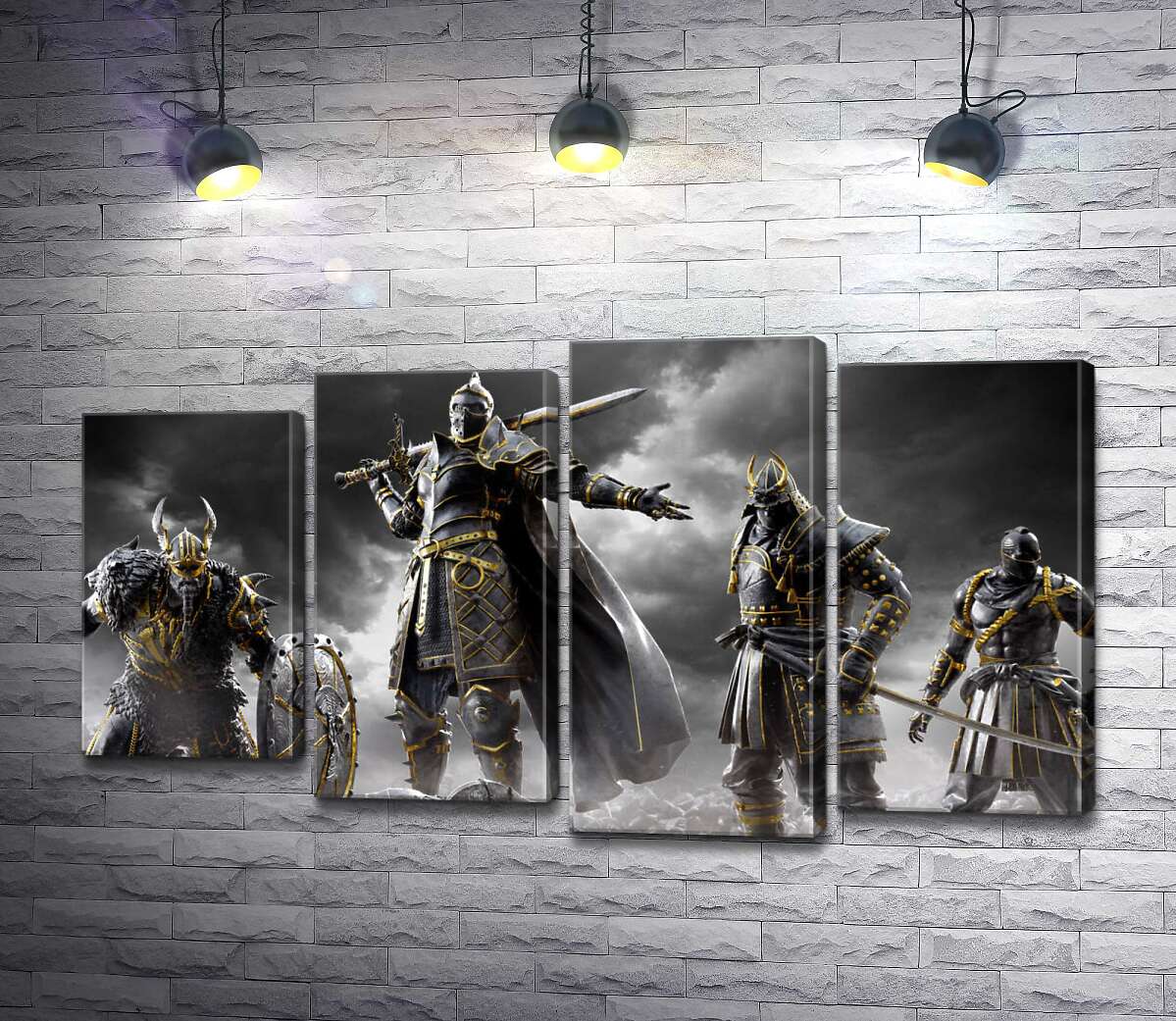 модульна картина Воїни різних країн на постері гри For Honor (Модуль №3)