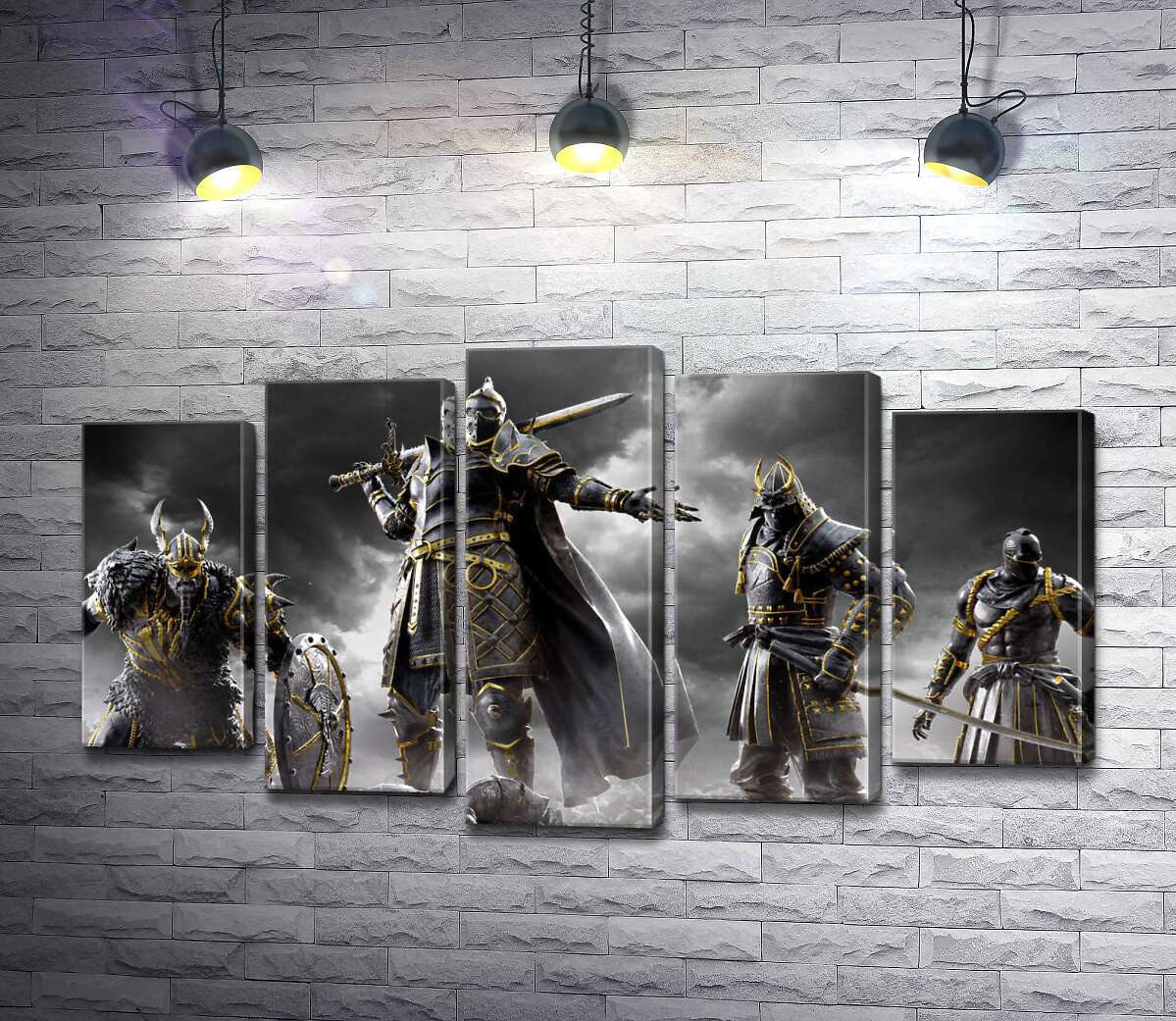 модульная картина Воины разных стран на постере игры For Honor (Модуль №4)