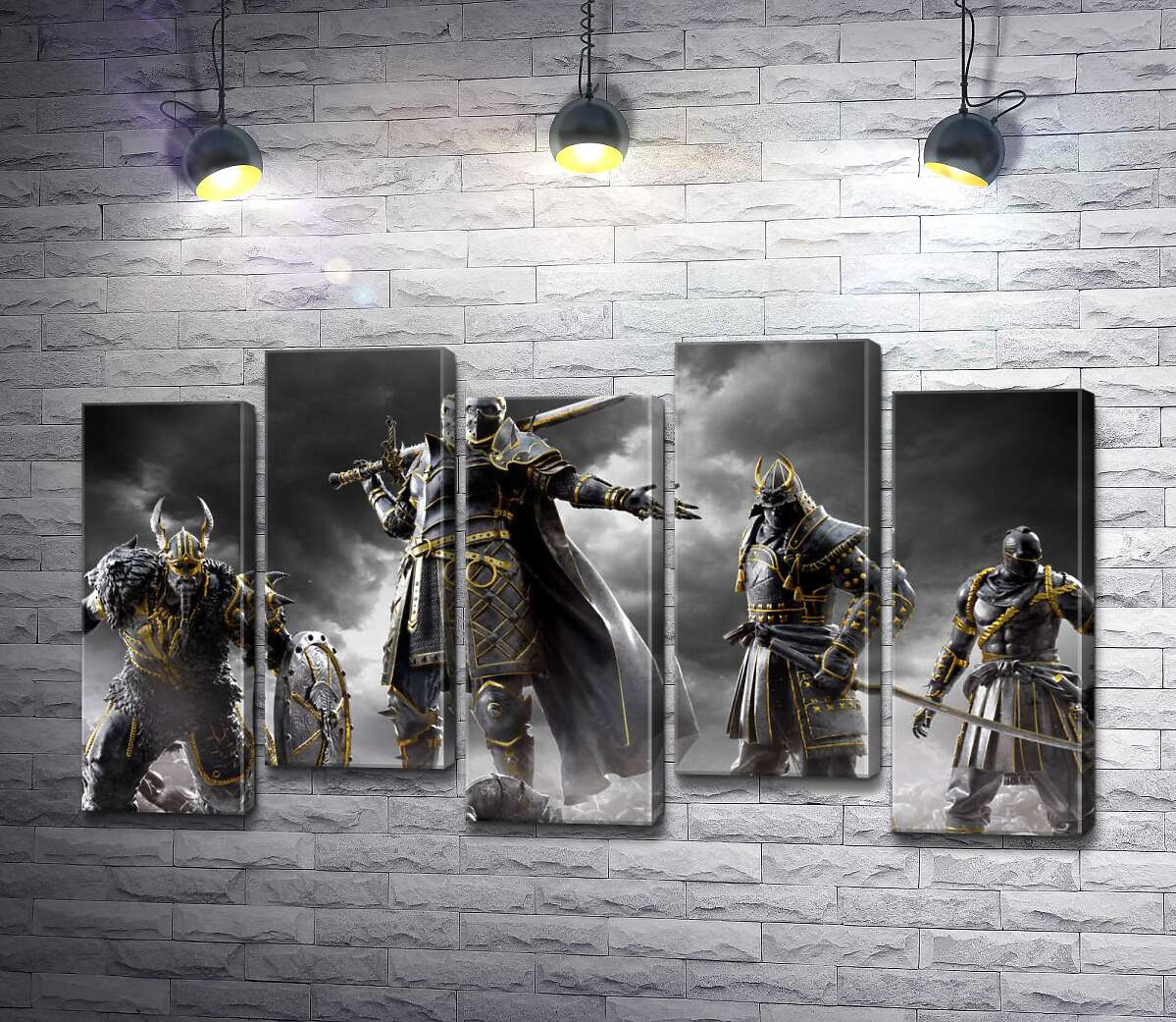 модульная картина Воины разных стран на постере игры For Honor (Модуль №30)