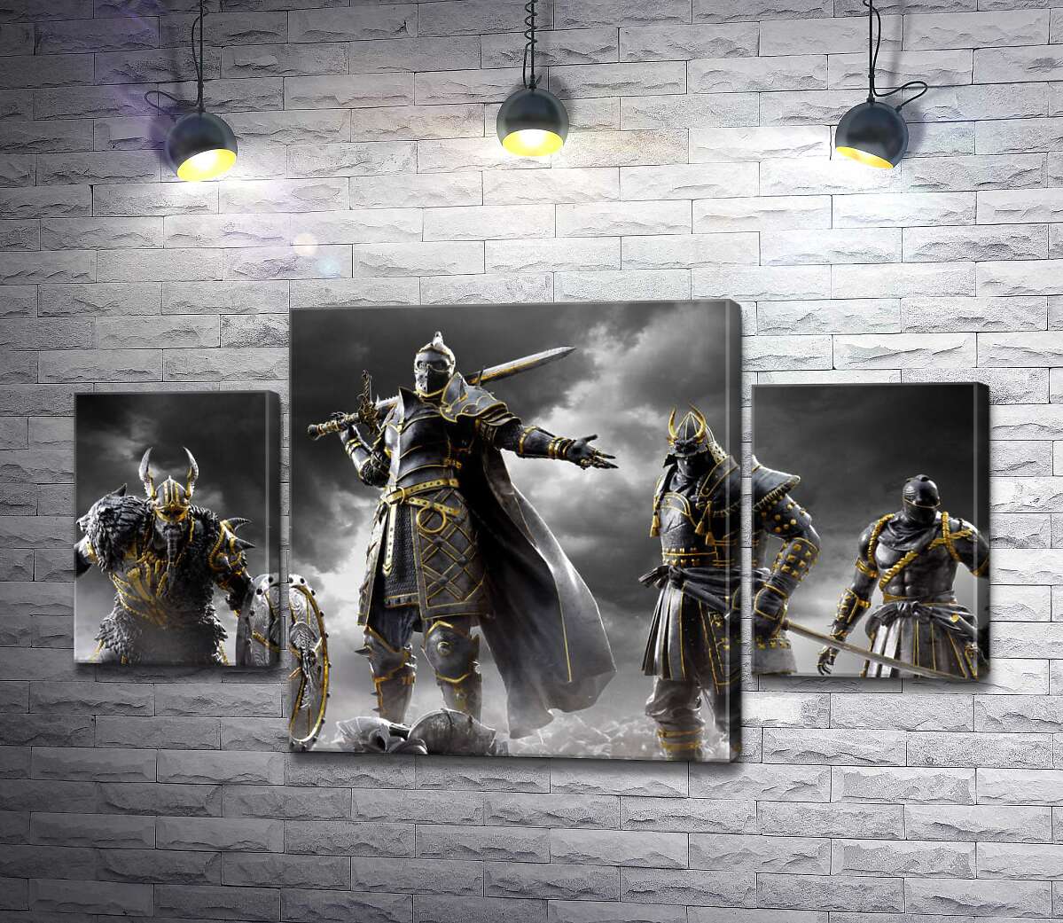 модульная картина Воины разных стран на постере игры For Honor (Модуль №5)