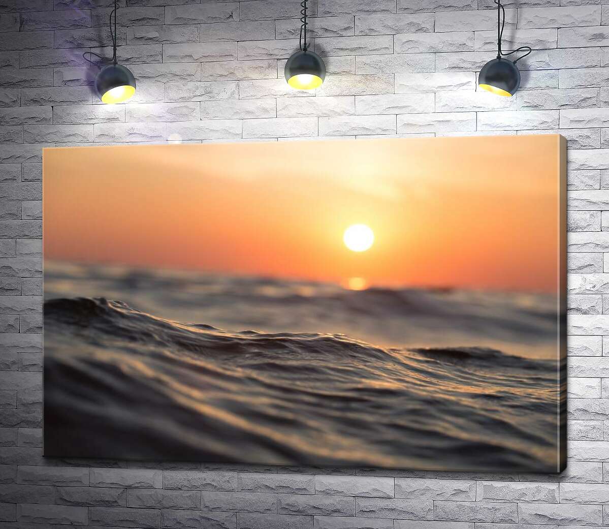 картина Волнение моря в лучах заходящего солнца