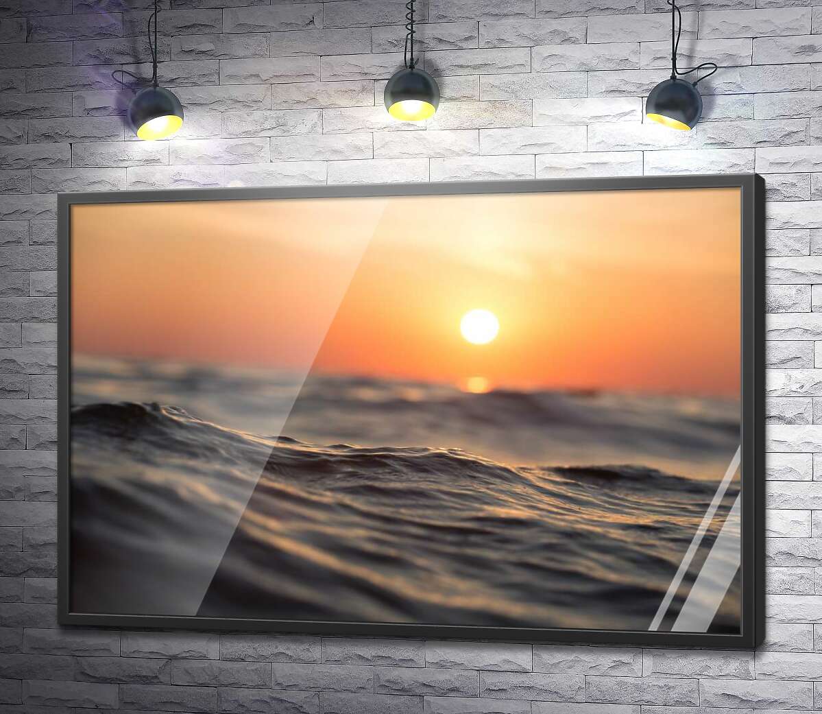 постер Волнение моря в лучах заходящего солнца