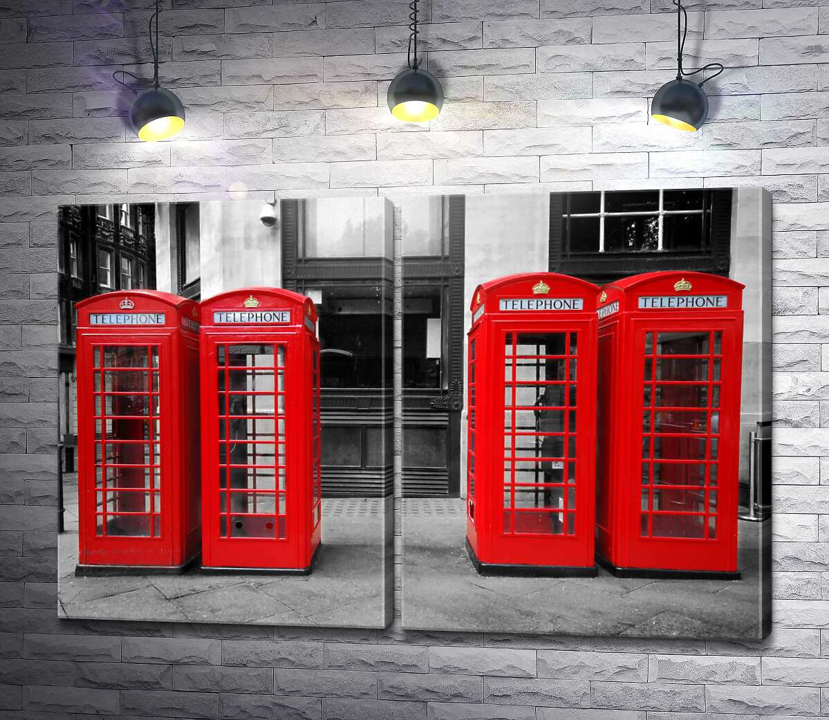 модульна картина Класичні телефонні будки у Лондоні