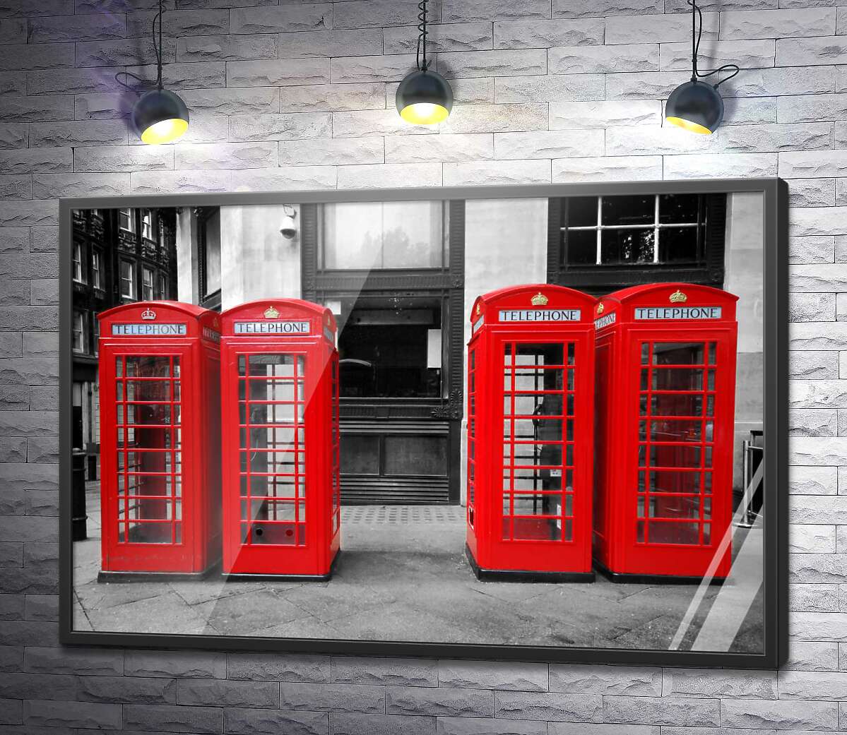 постер Классические телефонные будки в Лондоне