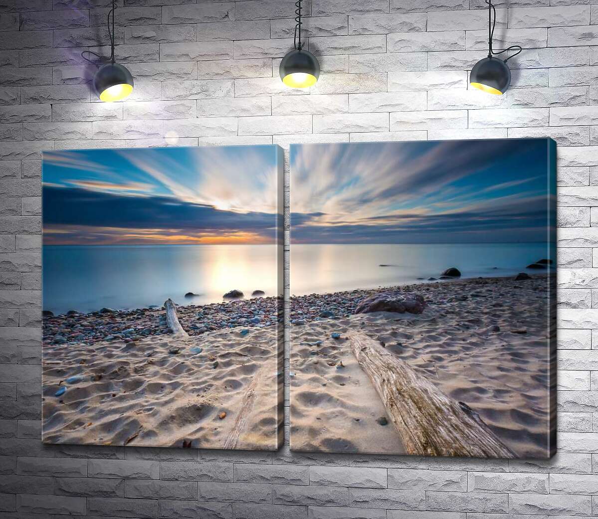 модульна картина Спокійний світанок на дикому пляжі
