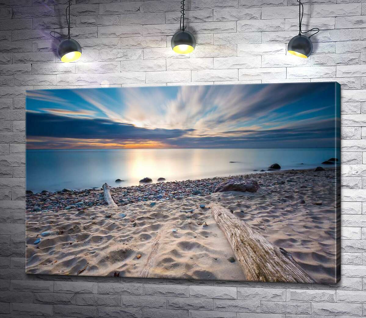 картина Спокойный рассвет на диком пляже