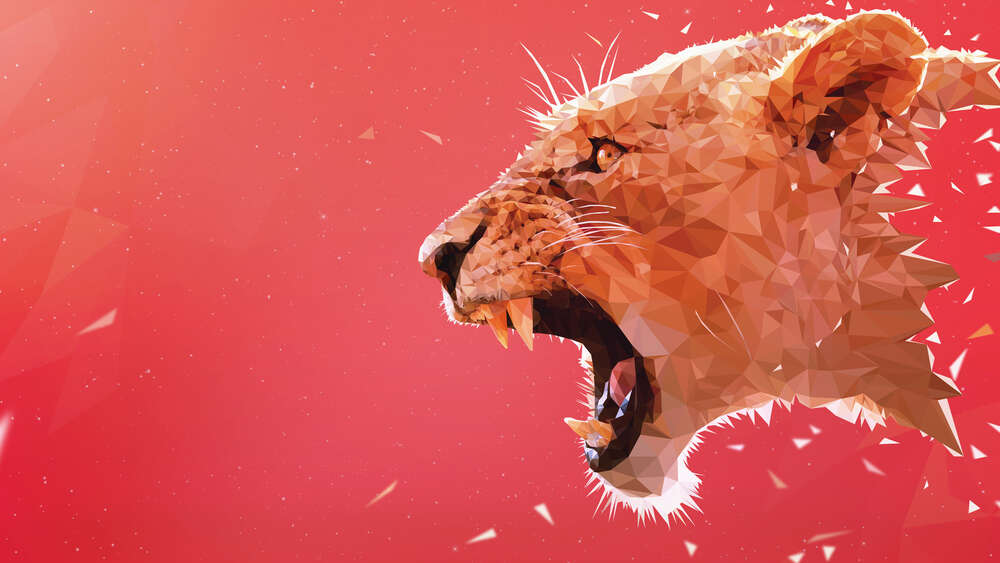картина-постер Рык разъярённого льва