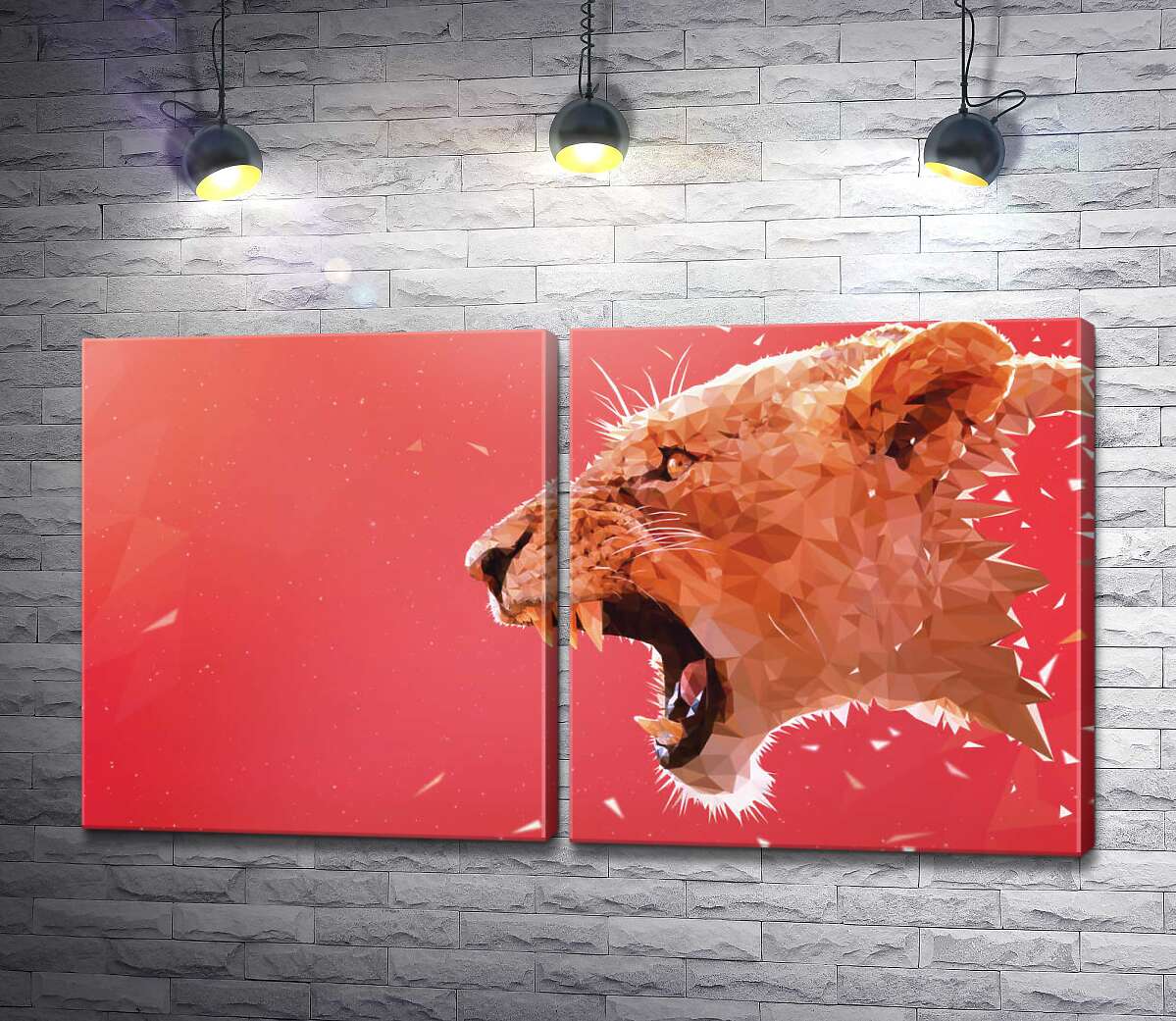 модульная картина Рык разъярённого льва
