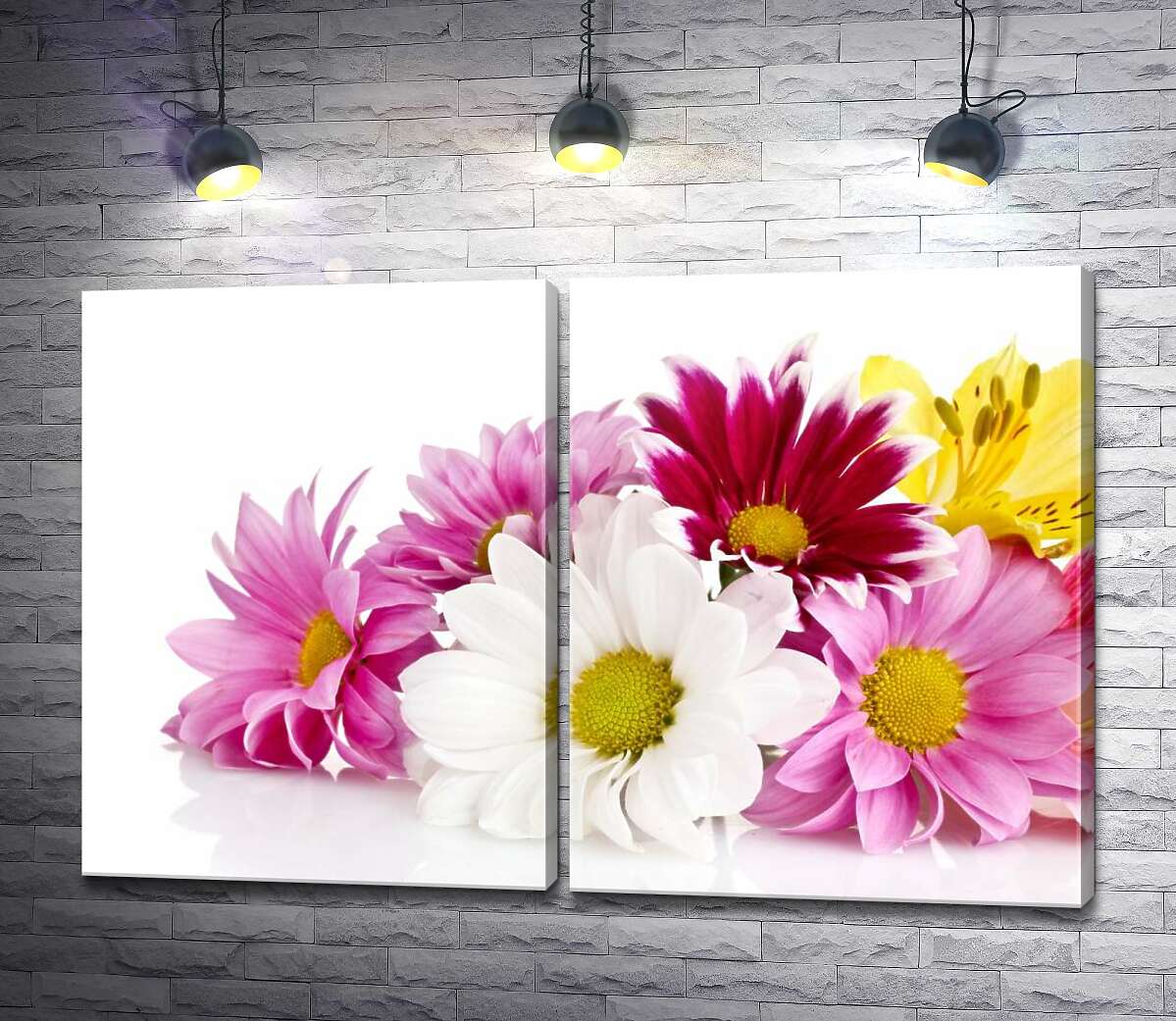 модульная картина Цветы ярких хризантем