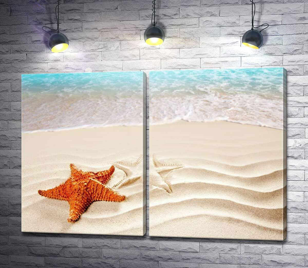 модульная картина Морская звезда на берегу
