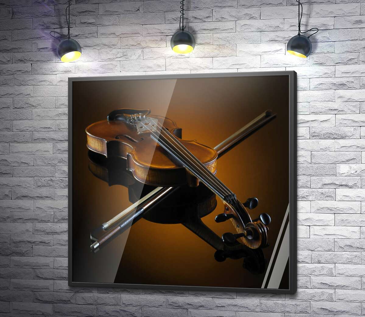 постер Витончена старовинна скрипка і смичок
