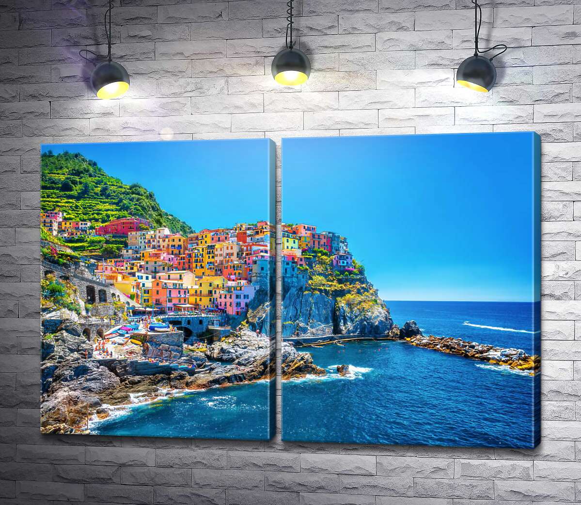 модульная картина Красочные домики на итальянском побережье