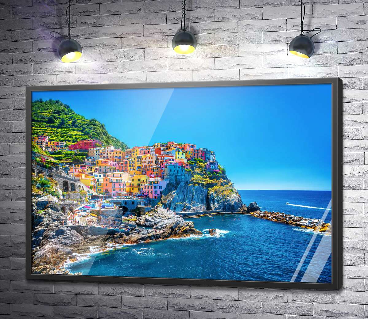 постер Красочные домики на итальянском побережье